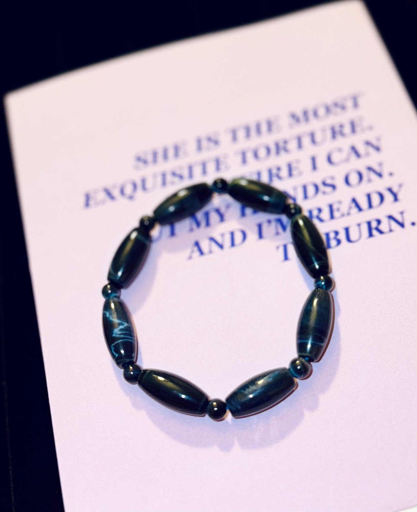 Blue TIger’s eye barrel beads