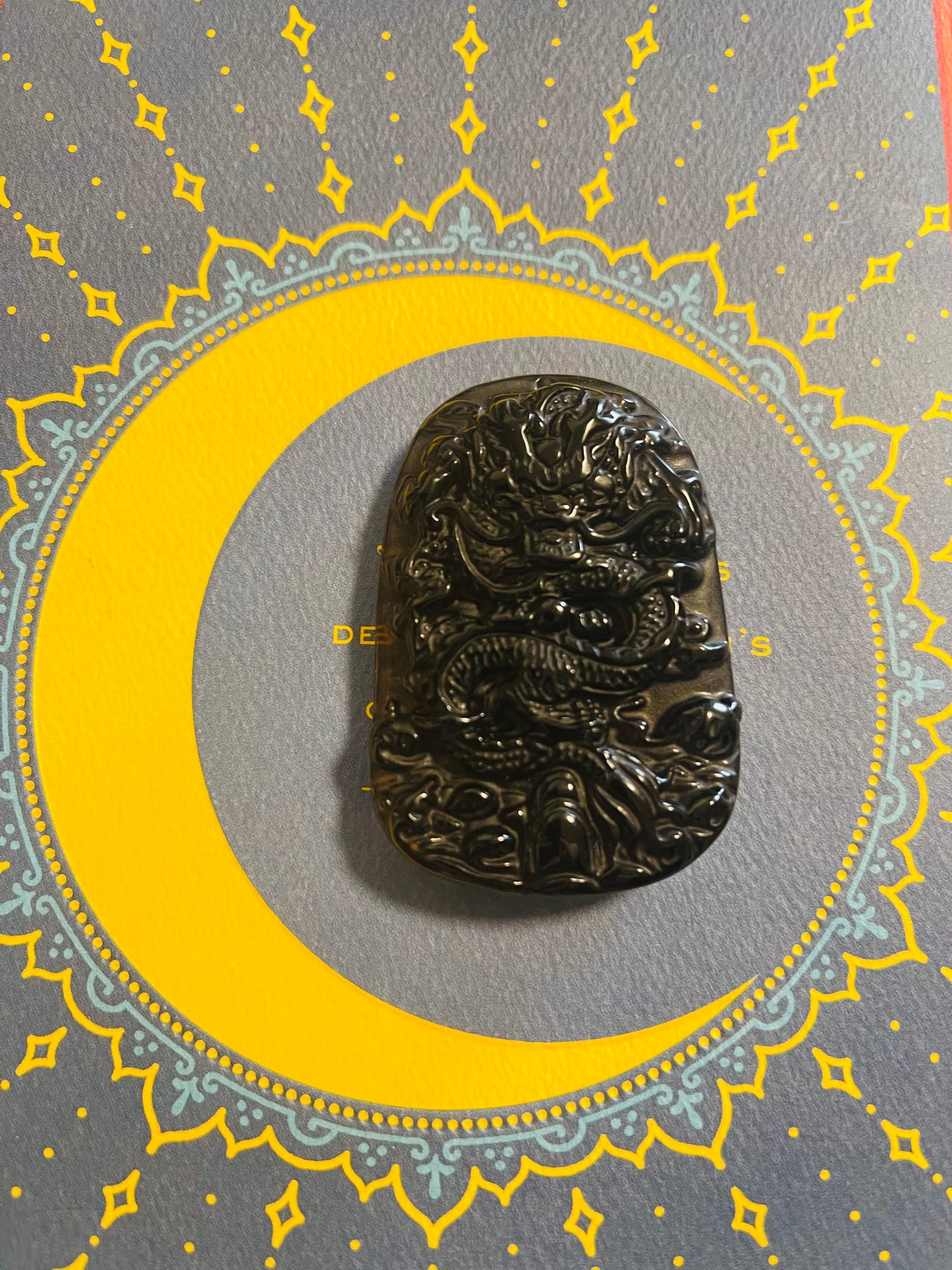 ICY BLACK OBSIDIAN DRAGON PENDANT ๐