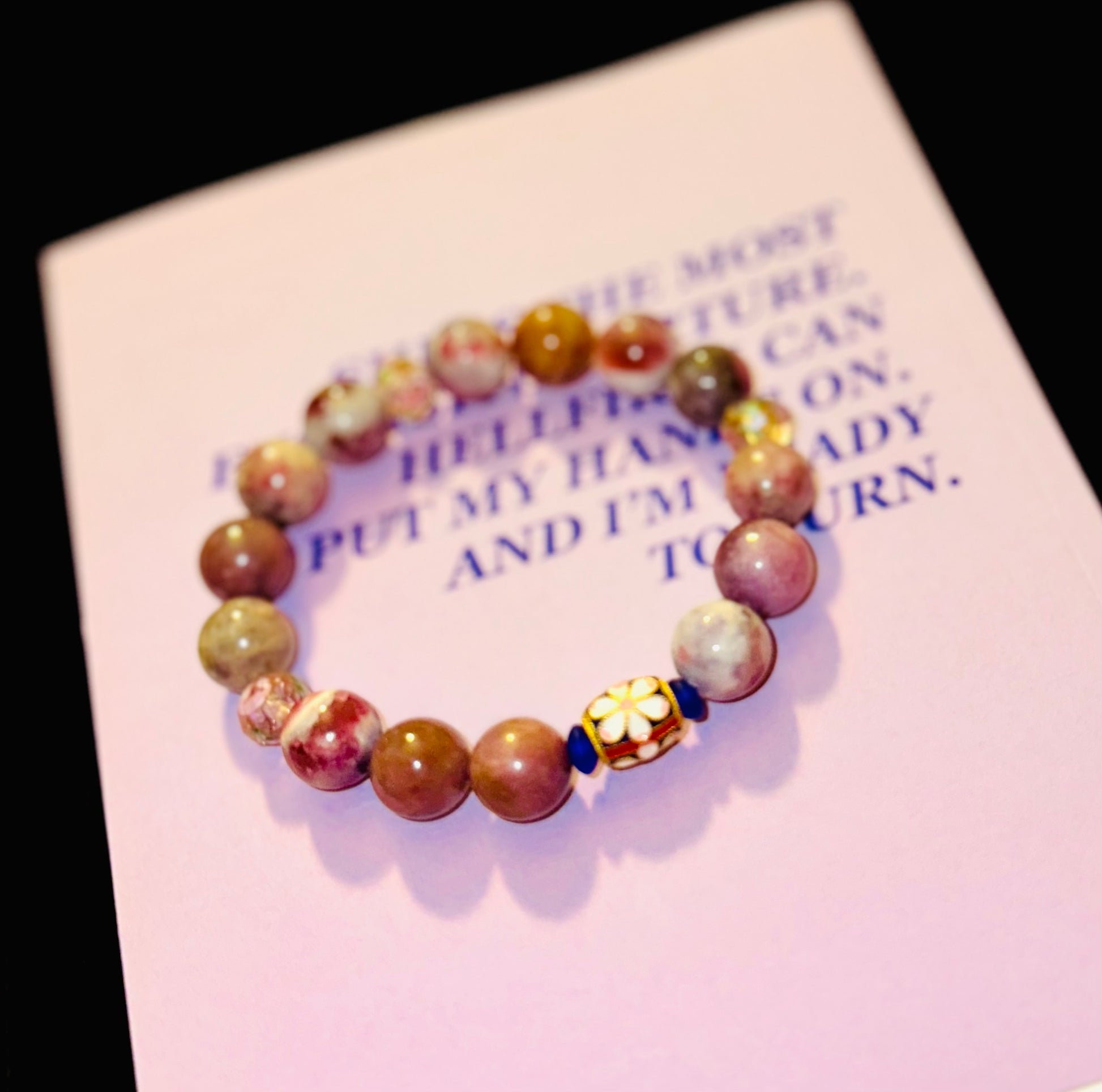 rainbow tourmaline bracelet with charm 