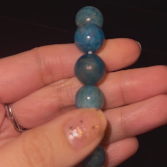 video closeup blue apatite bracelet