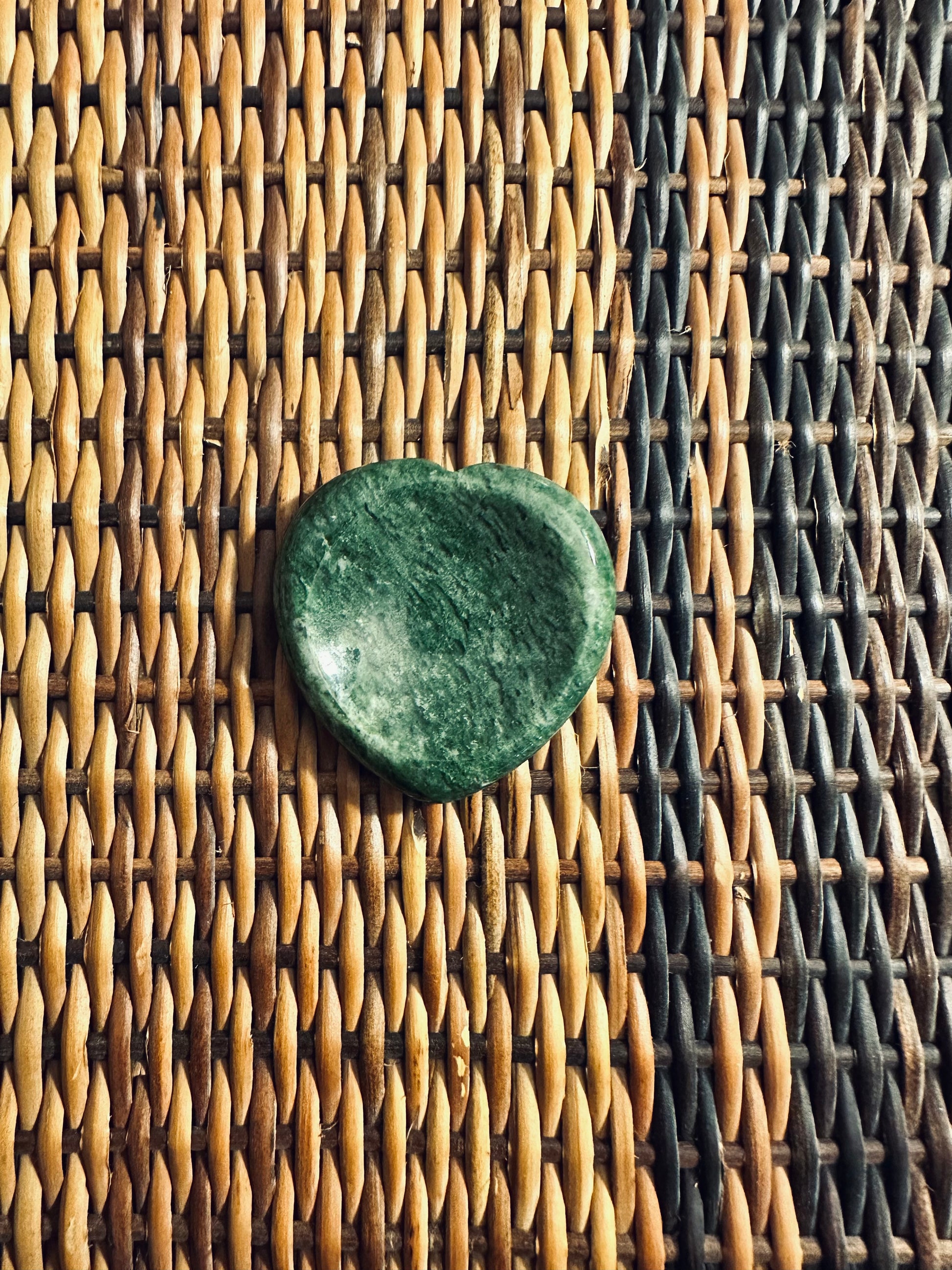 Moss Agate worry stone heart