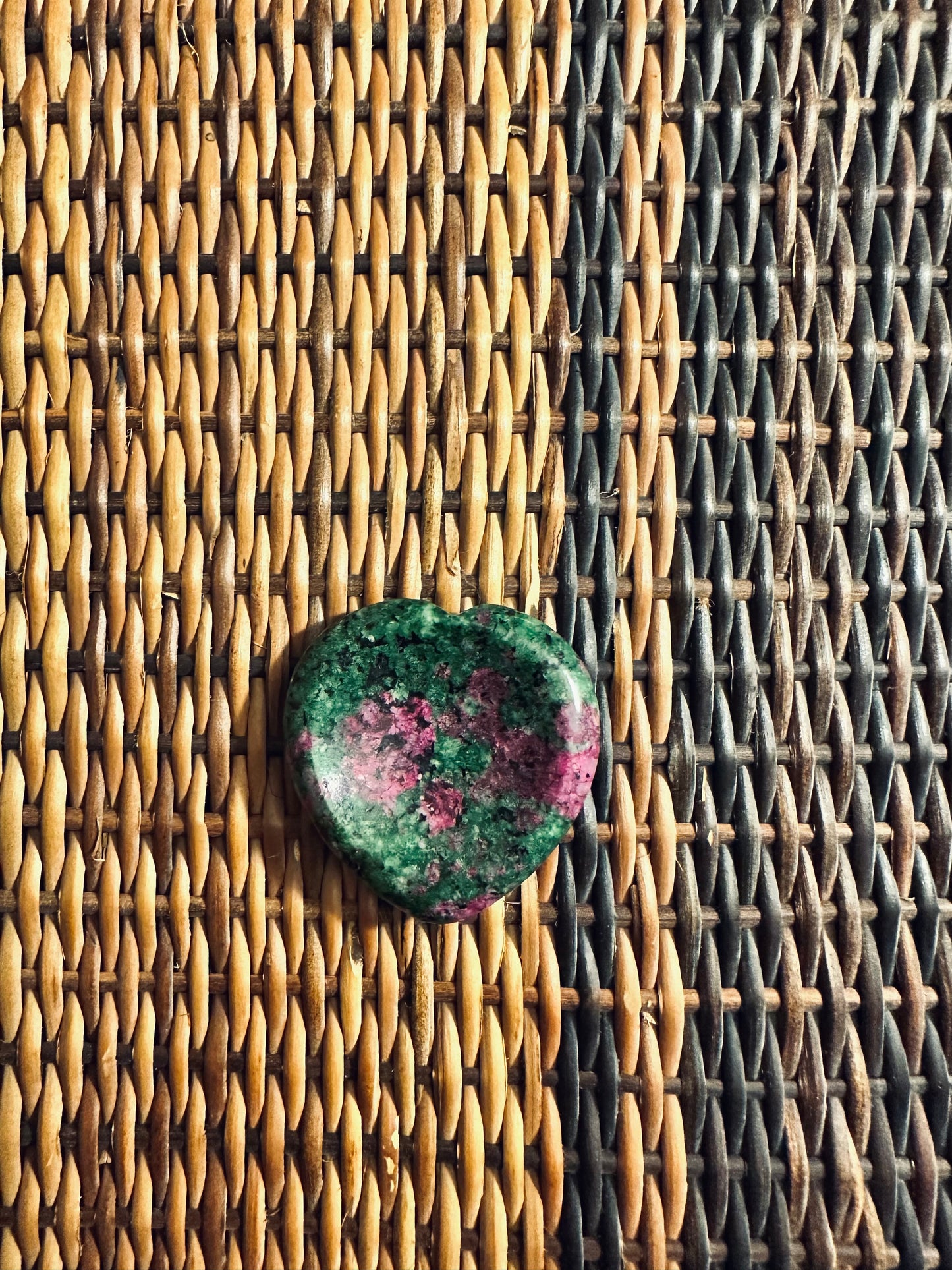 Ruby Zoisite worry stone heart