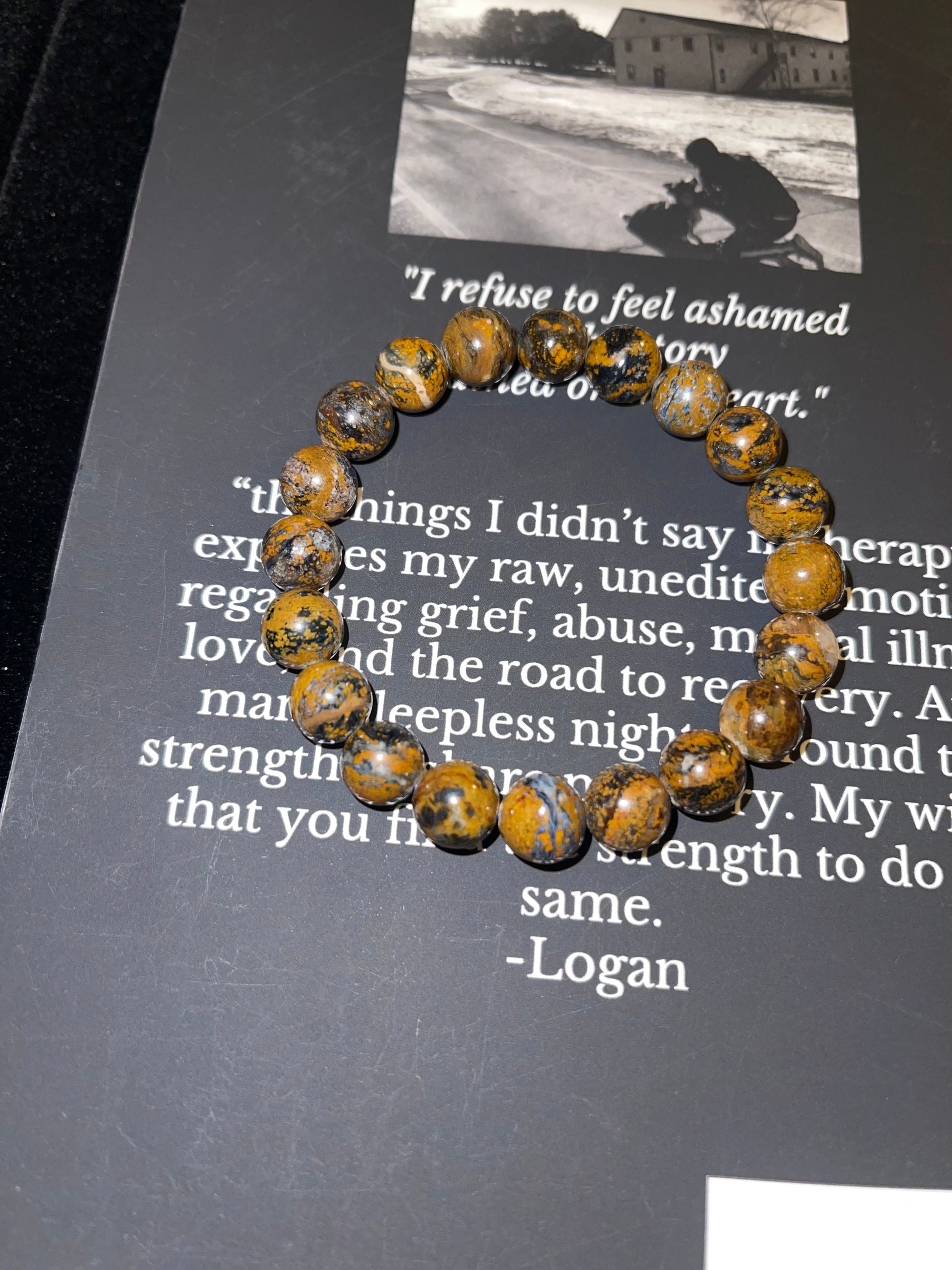 close up 8mm golden petersite bracelet